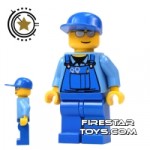 LEGO City Mini Figure Blue Overalls Sunglasses