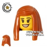 LEGO Hair Long Straight Hair Dark Orange