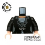 LEGO Mini Figure Torso Black Top Silver Clasp