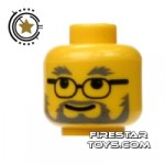 LEGO Mini Figure Heads Gray Beard and Glasses