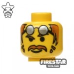 LEGO Mini Figure Heads Moustache and Silver Glasses