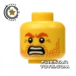 LEGO Mini Figure Heads Red Stubble Angry