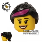 LEGO Hair Ponytail Black with Pink Streak